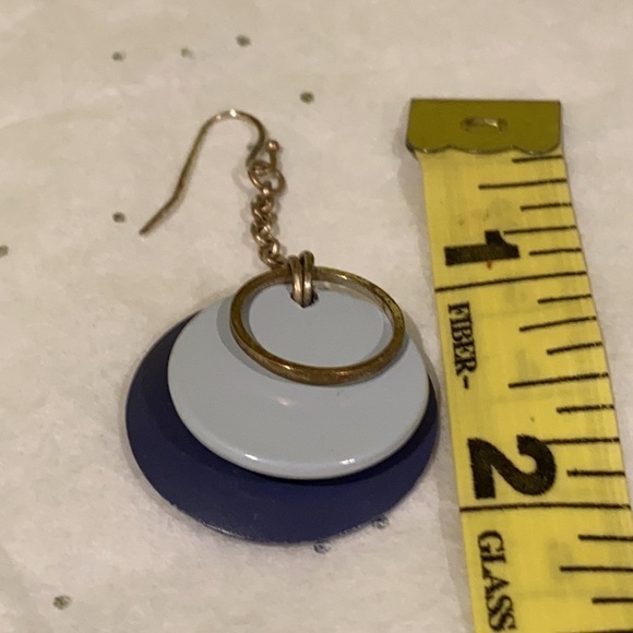 🦄 Blue and Silver Tone Circular Dangling Earrings - Picture 6 of 9